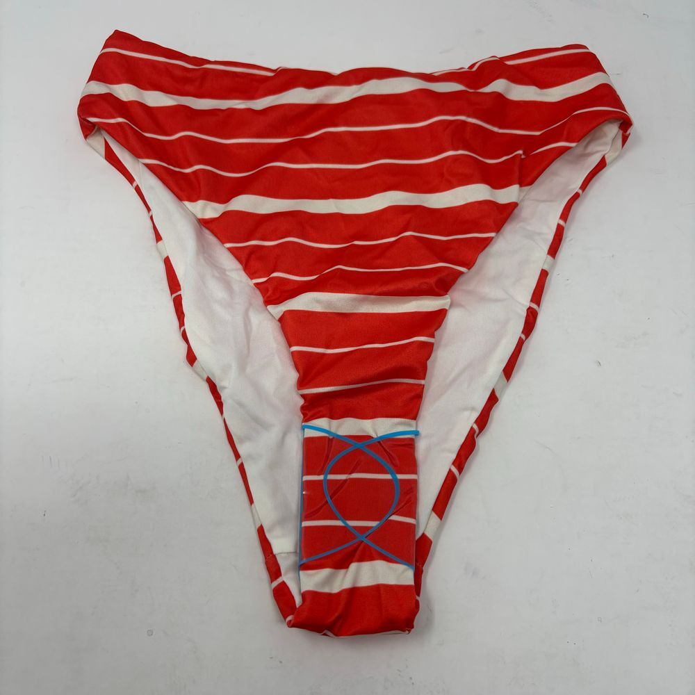 Asos Design Bikini Bottom Women's 0 Red White Tomato Stripe High‎ Leg High Waist